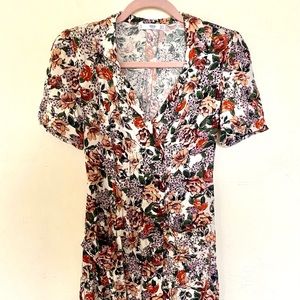 Mango Women’s Floral Button Up Dress Size 2
